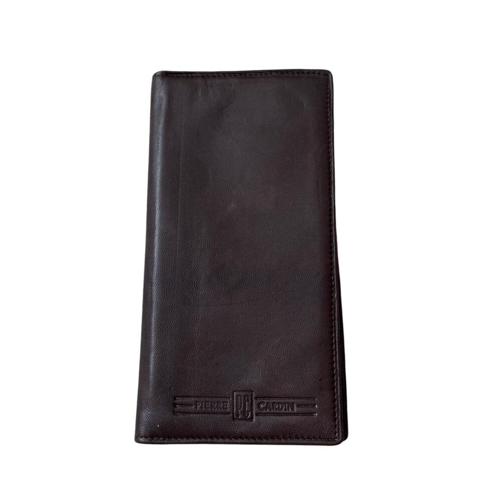 Vintage Pierre Cardin Brown Leather Checkbook Wallet New With Tags